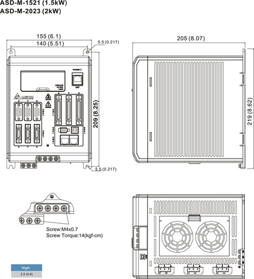 ASD-M-1521 (1.5kW)  ASD-M-2023 (2kW)